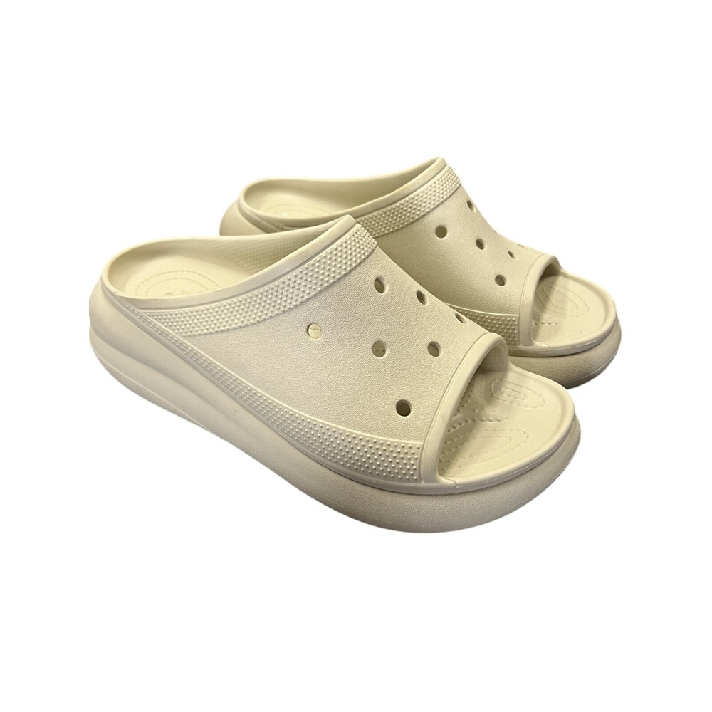 Crocs CRUSH Beige Comfort Open Toe Slides Platform Sandals, Men 10 Womens 12 EUC